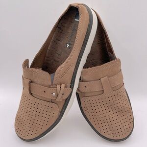 Merrell Women 10.0 Sandal Shoe Tan Brown Leather Slip On Around Town Mule J03704